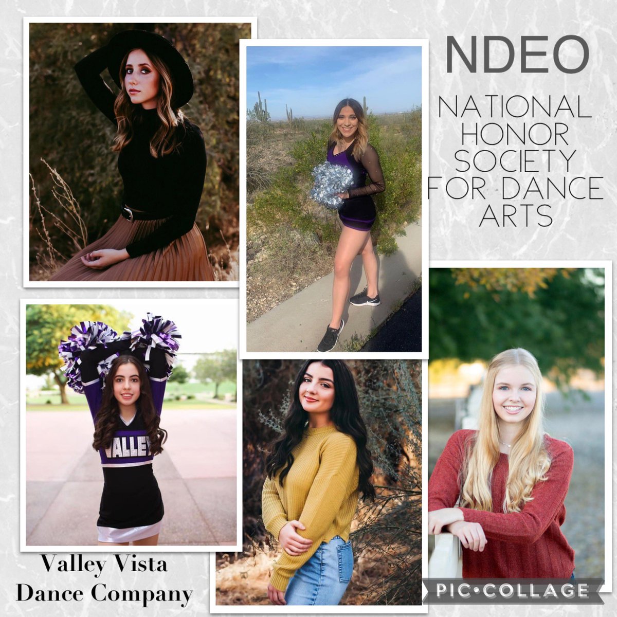 VVHSPomLine's tweet photo. 💜 CONGRATULATIONS! 💜 Madelyn, Gaby, Ashtyn, Karen and Mackenzie on earning their induction into the National Honor Society of Dance Arts. https://t.co/q1q7lk60kz