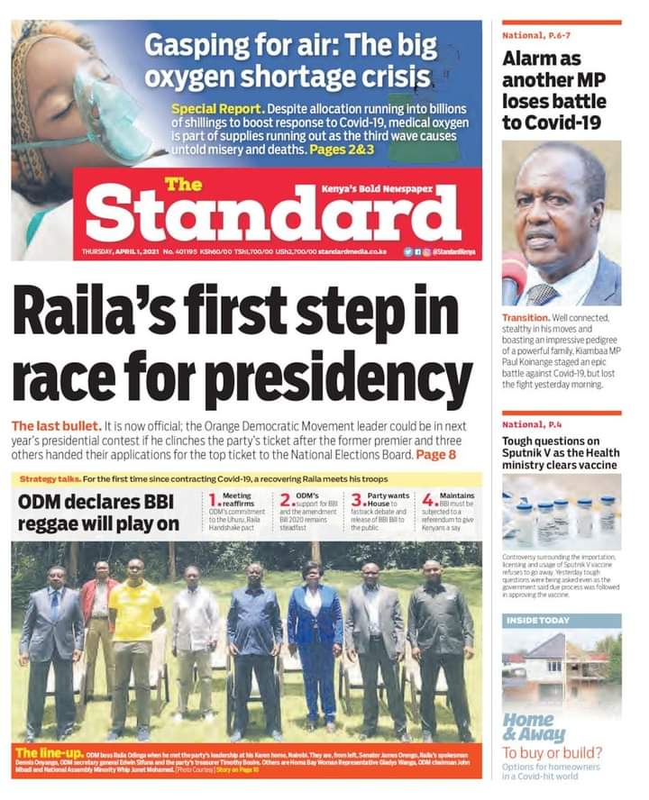 Punchline Africa Tv Patvupdates Today S Newspaper Headlines In Kenya Kenya Jkia Uhurumalizauende Murathe Openourcountry Dp Ruto Kcse The President Mainaandkingangi Raila Odinga Vaccine Jambokenya T Co Rd6zn7nbgr Twitter