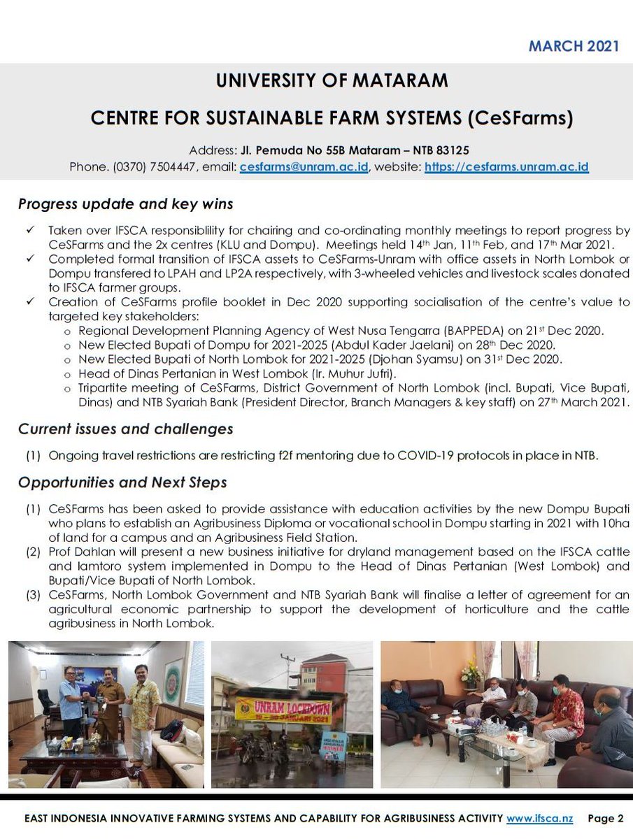IFSCA_Activity's tweet photo. Great to see excellent progress by CeSFarms UNRAM since the start of 2021.  The new centres have effectively operationalised their business plans with the full support of key partners. #NTBAgribusiness @NZinJakarta #NZAid #NZMantul @chrisNZscience @MasseyUni @DahlanUNRAM https://t.co/4XZaYrsRLf