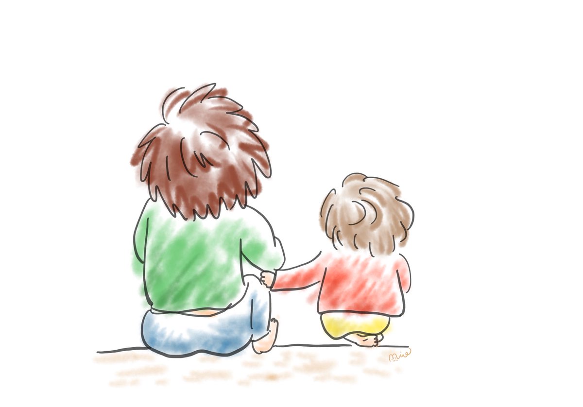 のりたま 兄弟の後ろ姿 一緒にいるね なんだか感動的な雰囲気ですが 実際はただswitchやってるだけ 絵 お絵かき イラスト Illustration 子ども 絵本 一日一絵 重ね塗り練習中 Ipad 兄弟