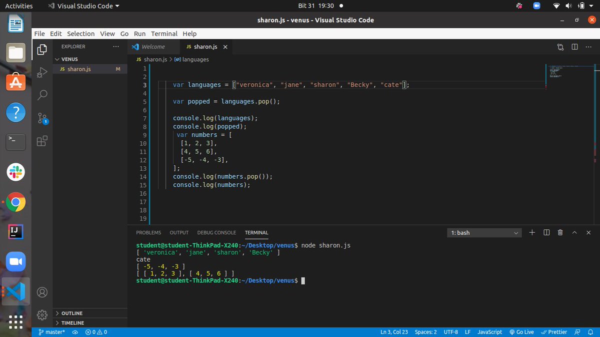 VeronicaNjengah's tweet image. Day6  #100daysofcode #codeHive2021 #practicing  array pop in javascript.
