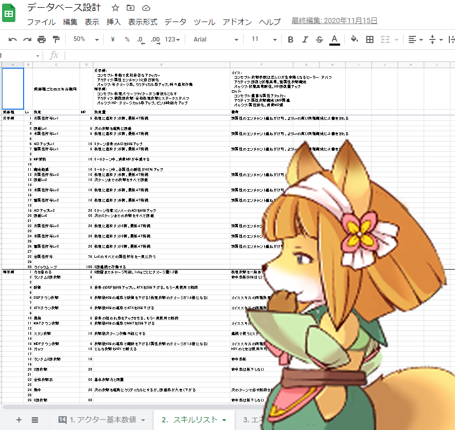 wrabbit_hutch's tweet photo. 🦊<な、なんやこれは…?
うーん、スキルって書いとるっちゅーことは…まあたぶんバトルステータスの調整をしとるんやろか。
難しいことはよう知らんけど…まぁスキルの組み合わせが増えて戦略の幅が広がるならええっちゅうこっちゃ。
うちもでっかい武器振り回したいー!…だめ?
#FuFoFa https://t.co/ytAjGzMkin