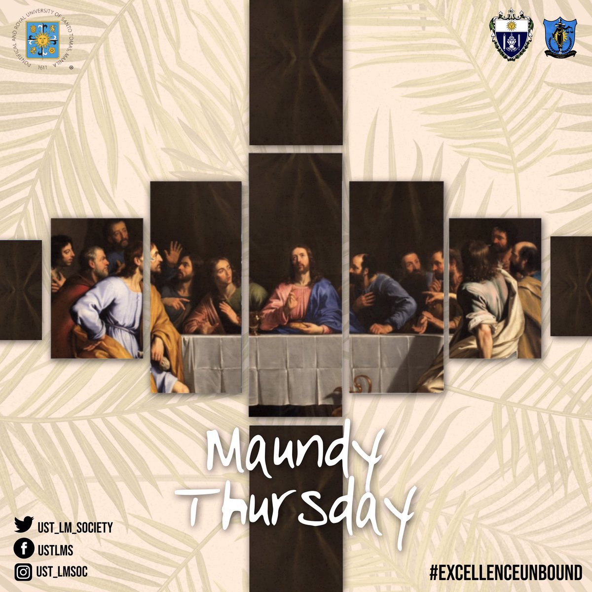 UST_LMSOC's tweet photo. “A new commandment I give unto you: That you love one another, as I have loved you, that you also love one another.” (John 13:34)

Today begins the Paschal Triduum and commemoration of the salient event in the Gospel, the Last Supper, when Jesus instituted the Holy Eucharist. https://t.co/mewIFbH4ez