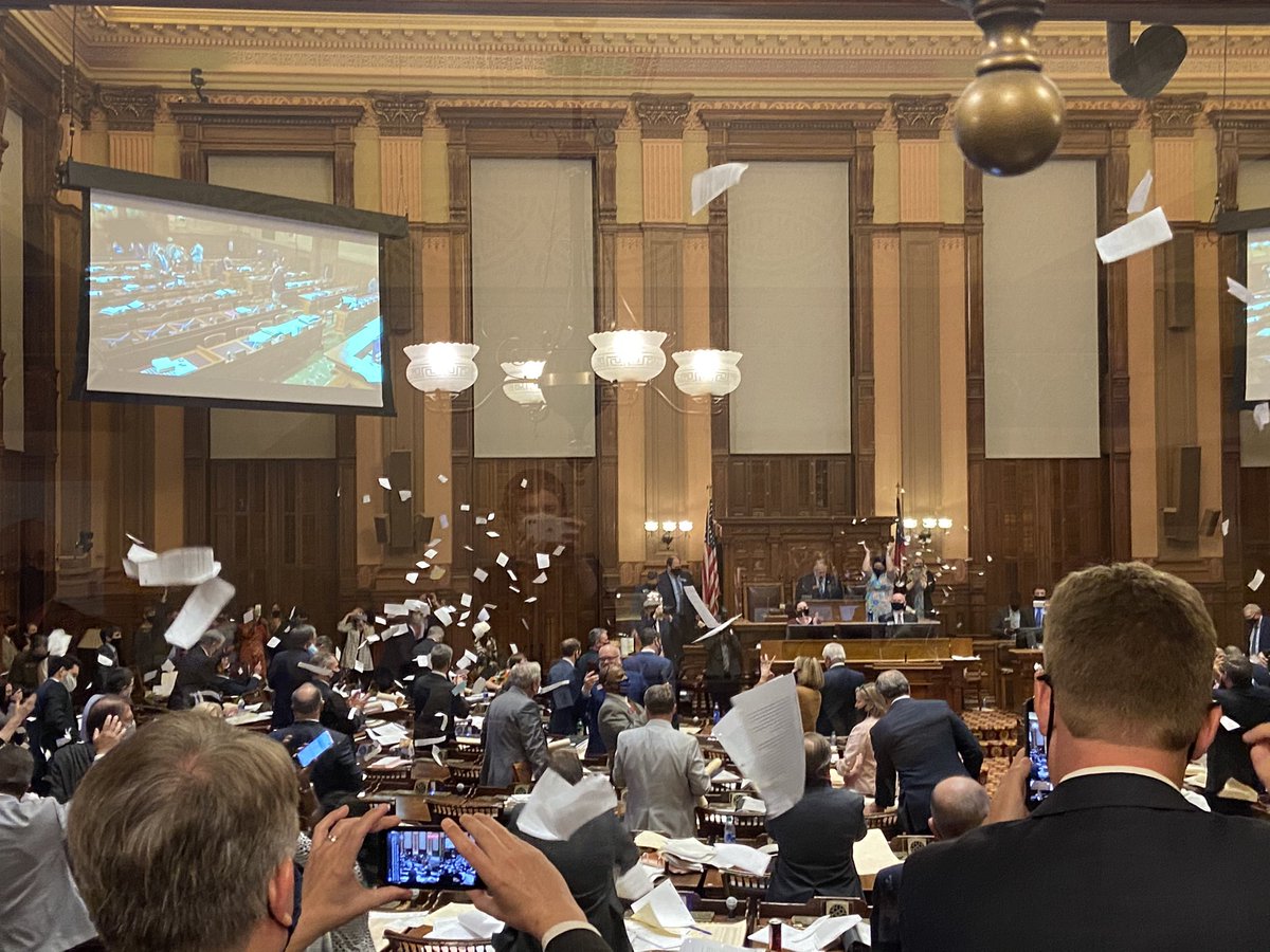 ProjectLincoln's tweet photo. Time to party like you just suppressed the voting rights of 3.4M Black Americans. #gapol https://t.co/z925fTYNMQ
