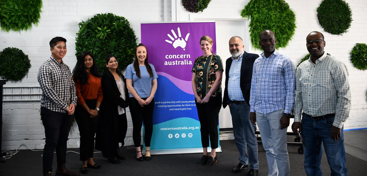 ConcernAust's tweet photo. We celebrated the many ways we partner with @VicGovAu to support #youngpeople, with a focus on the #WorkingforVictoria initiative that has enabled us to employ 7 new staff members who were impacted by the pandemic. @Katie_Footscray is with them in this photo. @JaalaPulford https://t.co/ZTkLMN3Vfn