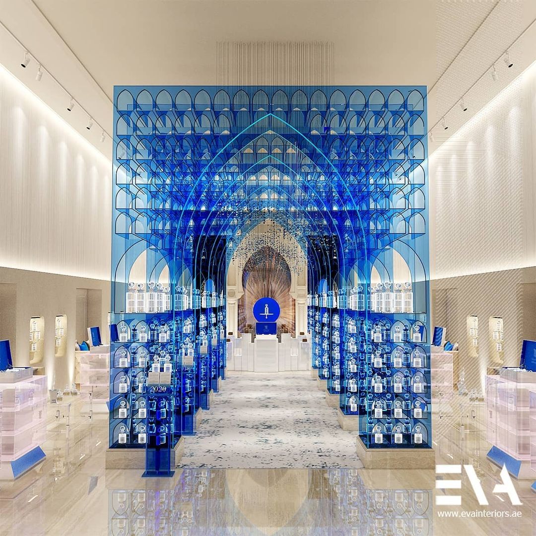 eva_interiors's tweet photo. دلّل حواسك بصور أخاذة وألوان صارخة وروائح بهية ! تصميم قام بانجازه فريقنا المبدع لمتجر عطور معروف، عمد فيه على تجسيد سنوات وتاريخ العود العربي من خلال قوائم تجلس عليها العطور الفاخرة بكل شموخ.
#evainteriors #decor #luxury https://t.co/7JoviIDFts
