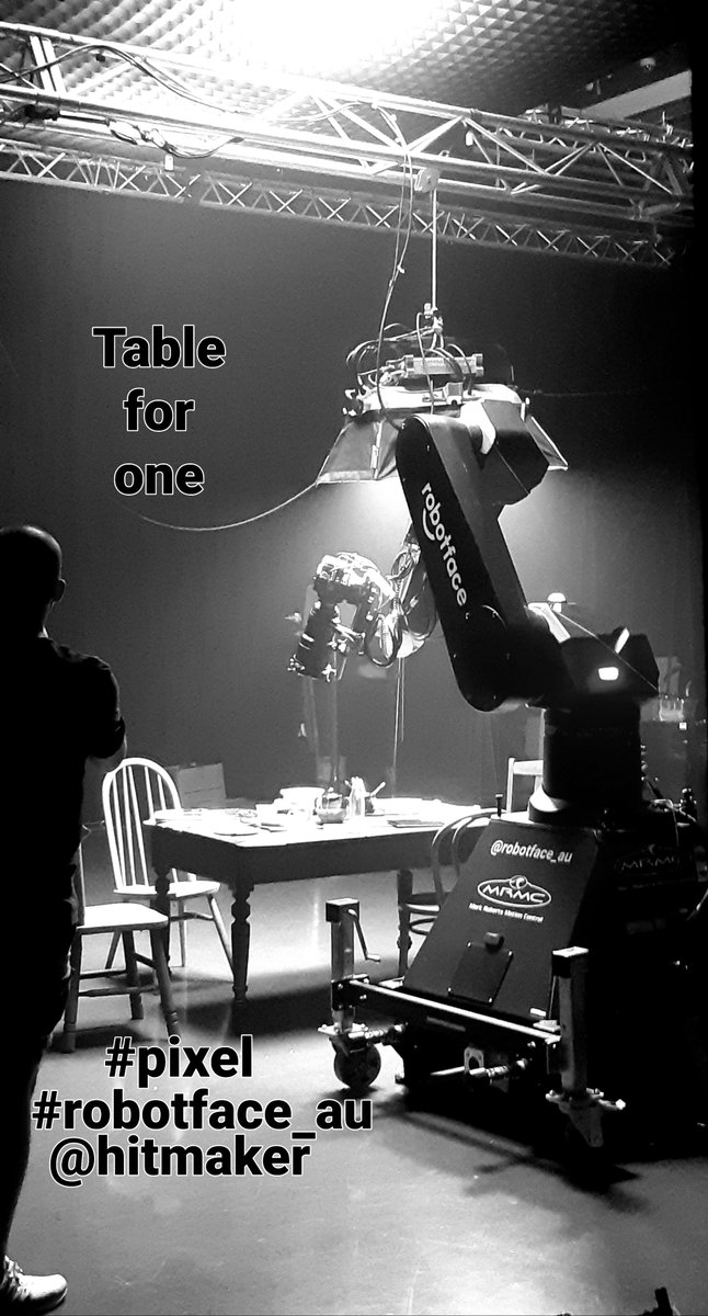 HitMakerMelb's tweet photo. Table for one on Monday as we welcomed the very talented team from @robotface_au .
Spectacular work! 
#studiohire #studio #filmandtv #robotface #greenscreenstudio #cyclorama #portmelbourne https://t.co/tAyB34Vv89