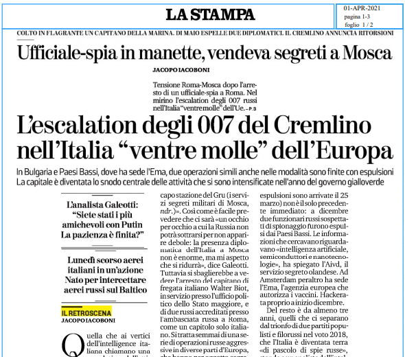 marcoregni's tweet image. Sulla #spystory #Spionaggio #Russia leggere @jacopo_iacoboni