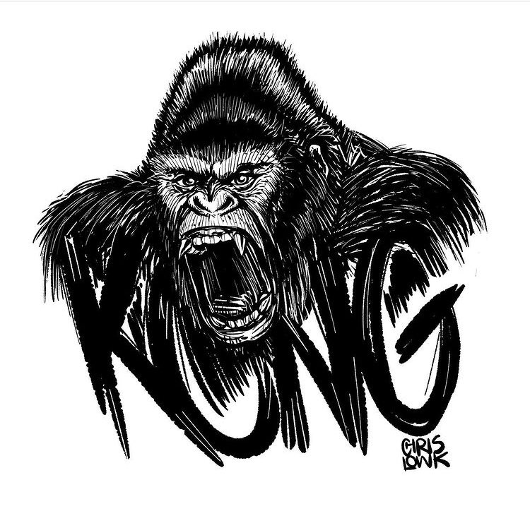 chrislowk's tweet photo. Drawing I made a while back . Team Kong #TeamKong  #GodzillaVsKong https://t.co/vH7Jovp1Q8