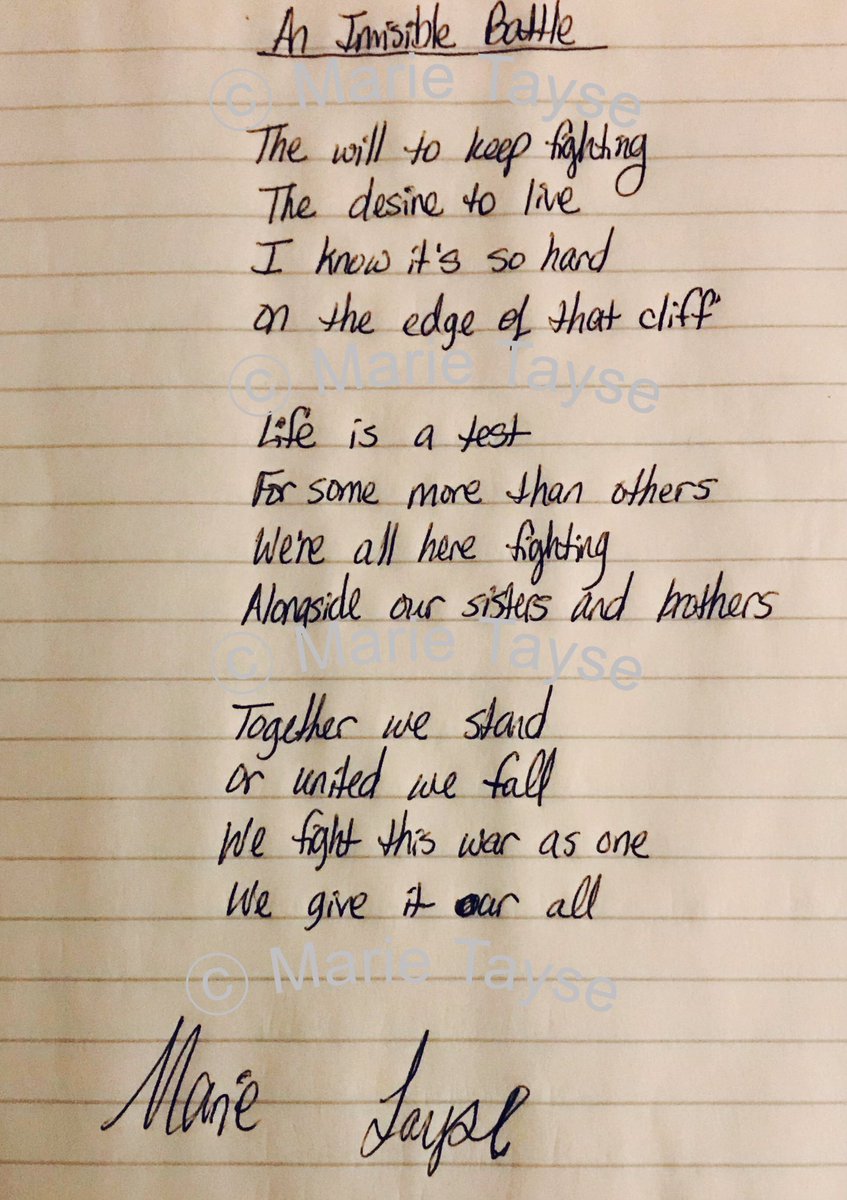 Marie_Tayse's tweet photo. I wrote this poem tonight with my fellow chronic illness warriors in mind.
#chronicillness #chronicillnesswarrior #chronicillnessawareness #fightinganinvisiblebattle #poetry #positivevibes #poetrycommunity #poems #imawarrior #imasurvivor #invisibleillnesswarrior #chronicbadass https://t.co/wuq8pMLxW4