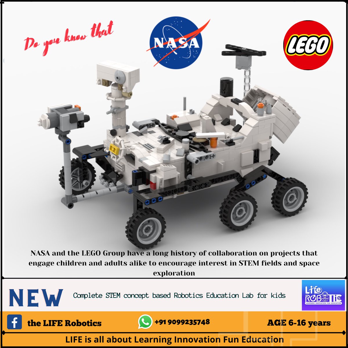 theLIFERobotic1's tweet image. Do you know that NASA and LEGO makes collaboration to promote the Science Robotics and Space technologies.
 
#learnrobotics #Engineering #technology #Arduino #lego #Coding #STEM #ArtificialIntelligence #theliferobotics
