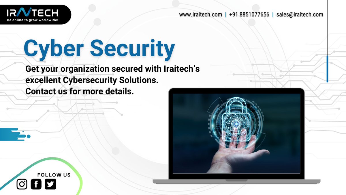 Iraitechteam's tweet photo. #Iraitech uses its system reinforcing and #technology development expertise to create standard #solutions to counter increasing #cyber #attacks and tailor #security measures for the entire #organization and #system.

Contact us for more details.

#cybersecurity #hacking #hacker https://t.co/Nd6ylTGTqw