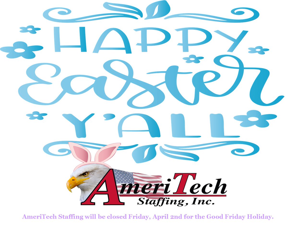 AmeriTech_Staff's tweet photo. AmeriTech will be closed Friday, April 2nd.  We hope you have a wonderful Easter Weekend.   #easter2021 #goodfriday #easter #spring https://t.co/udC3jOItaj