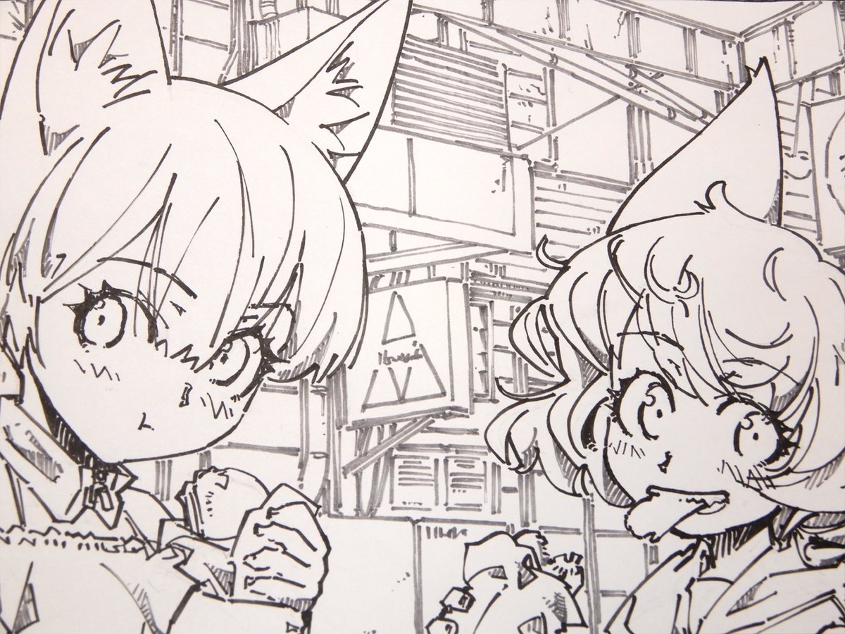 線画。病院で描いてるのでこれより前のラフ等はありません。 