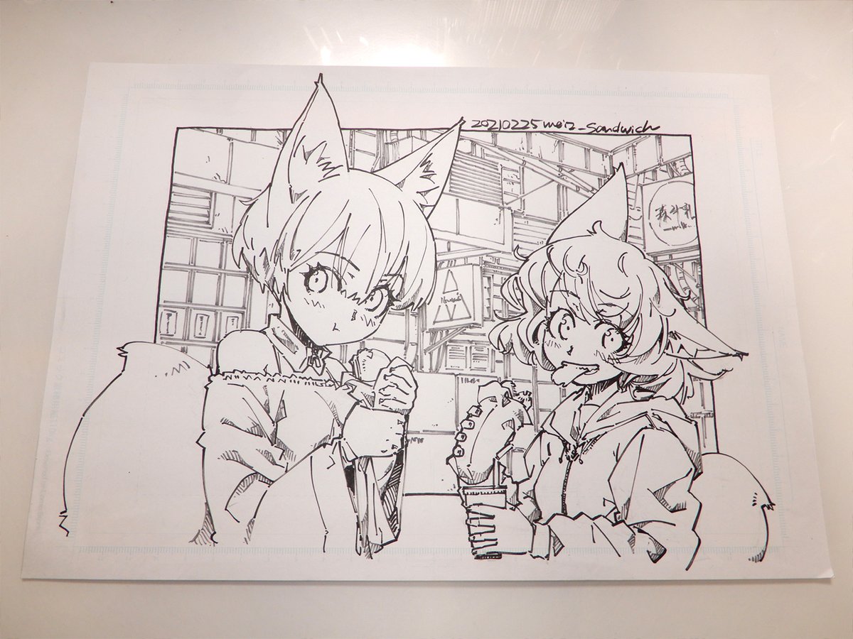 線画。病院で描いてるのでこれより前のラフ等はありません。 