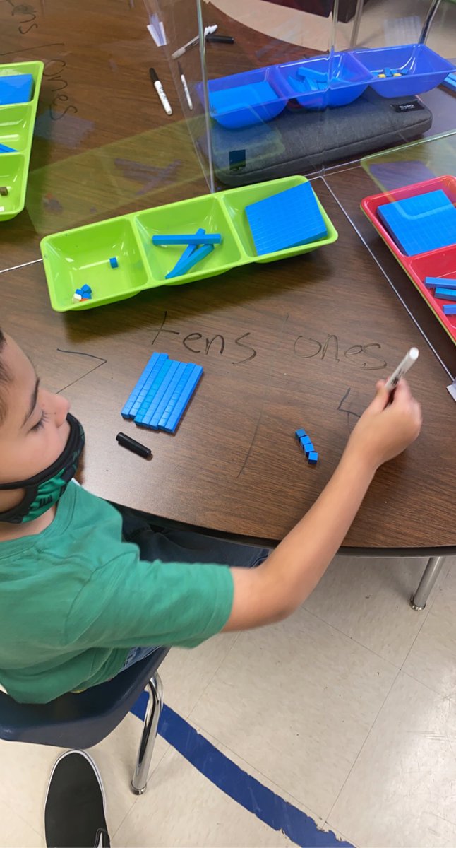 Aortizeducator's tweet photo. Yesterday, Ss decomposed numbers using base ten blocks. Super proud of their hard work. We learned that decomposing is when we can take apart a number; students were able to model that and I was able to assess their understanding! #spedteacher #firstgradecollab @RebeccaBattagl3 https://t.co/IS3h0wjcWB