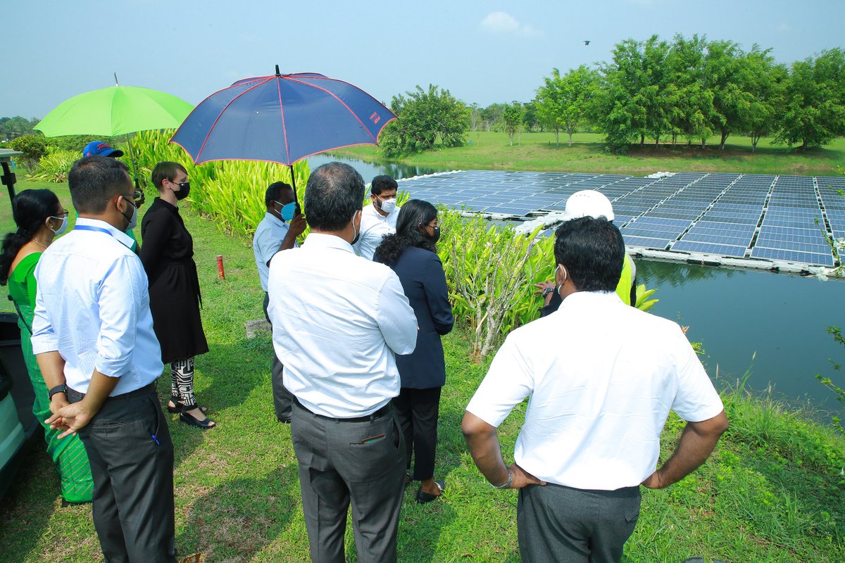 FranceinPondi's tweet photo. Visit of Ciel &amp; Terre, French specialist in floating structures for solar power plants, in the Golf Club near Kochi airport.
#GreenEnergy https://t.co/NBFT91Ci8O