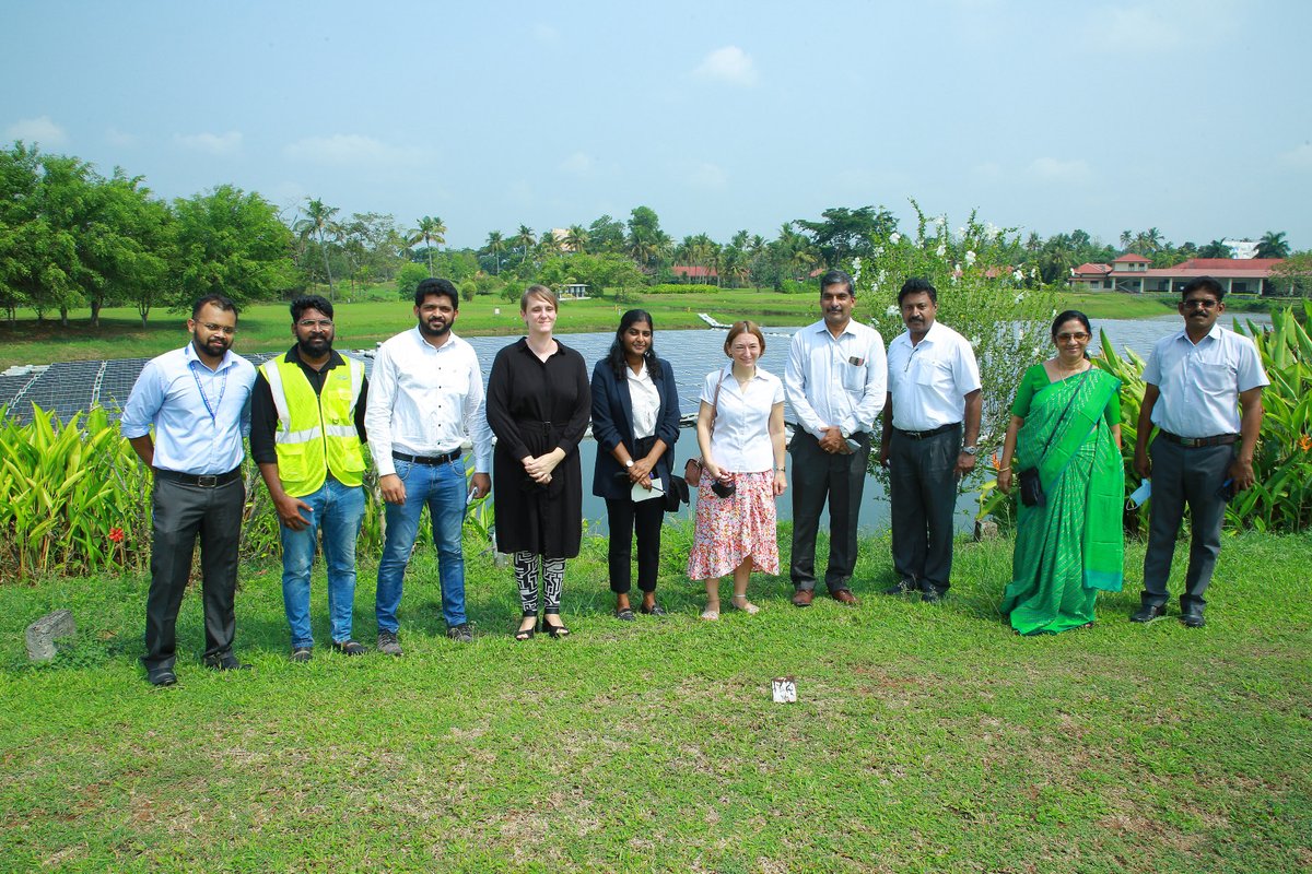 FranceinPondi's tweet photo. Visit of Ciel &amp; Terre, French specialist in floating structures for solar power plants, in the Golf Club near Kochi airport.
#GreenEnergy https://t.co/NBFT91Ci8O