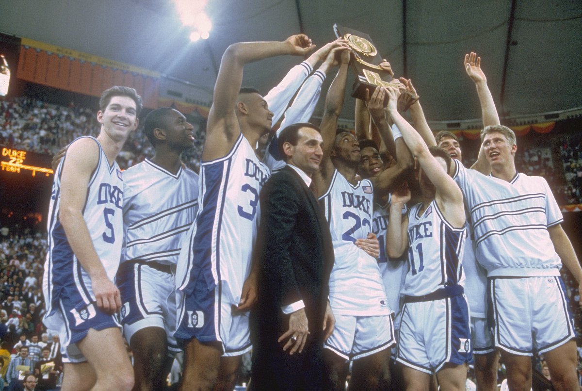 On this day in 1991, led by head coach Mike Krzyzewski and Christian Laettner, Duke wins its 1st National Championship in program history, beating Kansas 72-65.