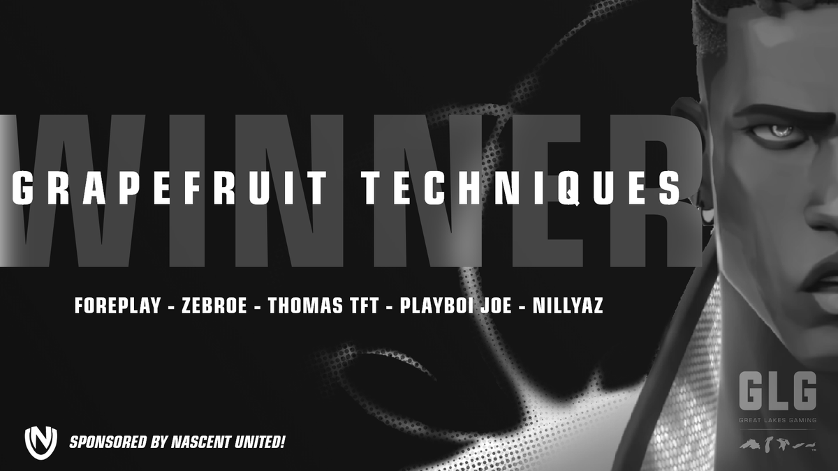 GLGamingLounges's tweet photo. The CHAMPS are here 😎

@grapefruitsVAL is tonight's #PitOfValor champion, going home with a crisp $100 💰 and a #LittleBitOfGlory🏆

🏅 @foreplaytv
🏅 @zebroe
🏅 @PlayboiJoeVAL
🏅 @nillyazVAL
🏅 @thomas_tft 

A big thank you to @NascentUnited who sponsored tonight's event 💜 https://t.co/Sdx51QyHDi
