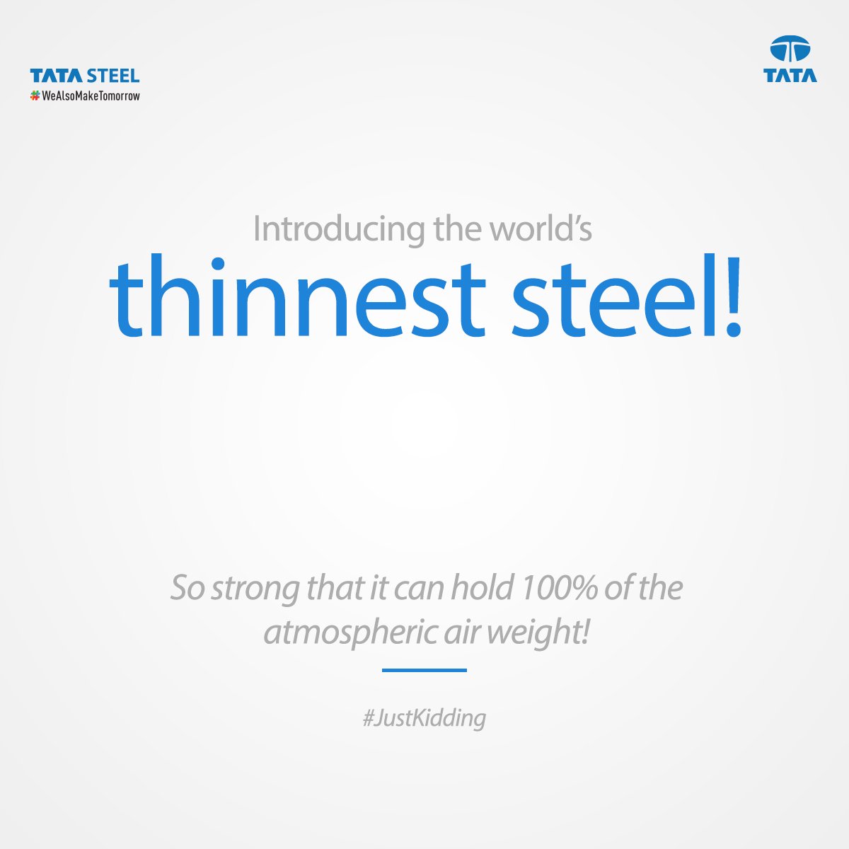 TataSteelLtd's tweet photo. It's already out of stock. 
#HappyAprilFoolsDay #AprilFoolsDay #TataSteel #WeAlsoMakeTomorrow https://t.co/QXrmeUFhb0