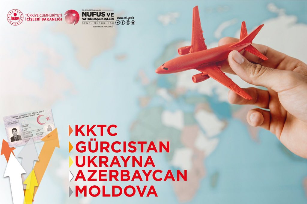 Türkiye’den 5️⃣ ülkeye pasaport olmadan gitmek mümkün❗️

Sadece kimlik kartı ibraz ederek seyahat edilen ülkeler arasına Azerbaycan da eklendi.✅

Siz de 01.04.2021 tarihi itibariyle kimlik kartınız ile Azerbaycan'a seyahat etmeye başlayabilirsiniz.

#HayatınızınHerAnında