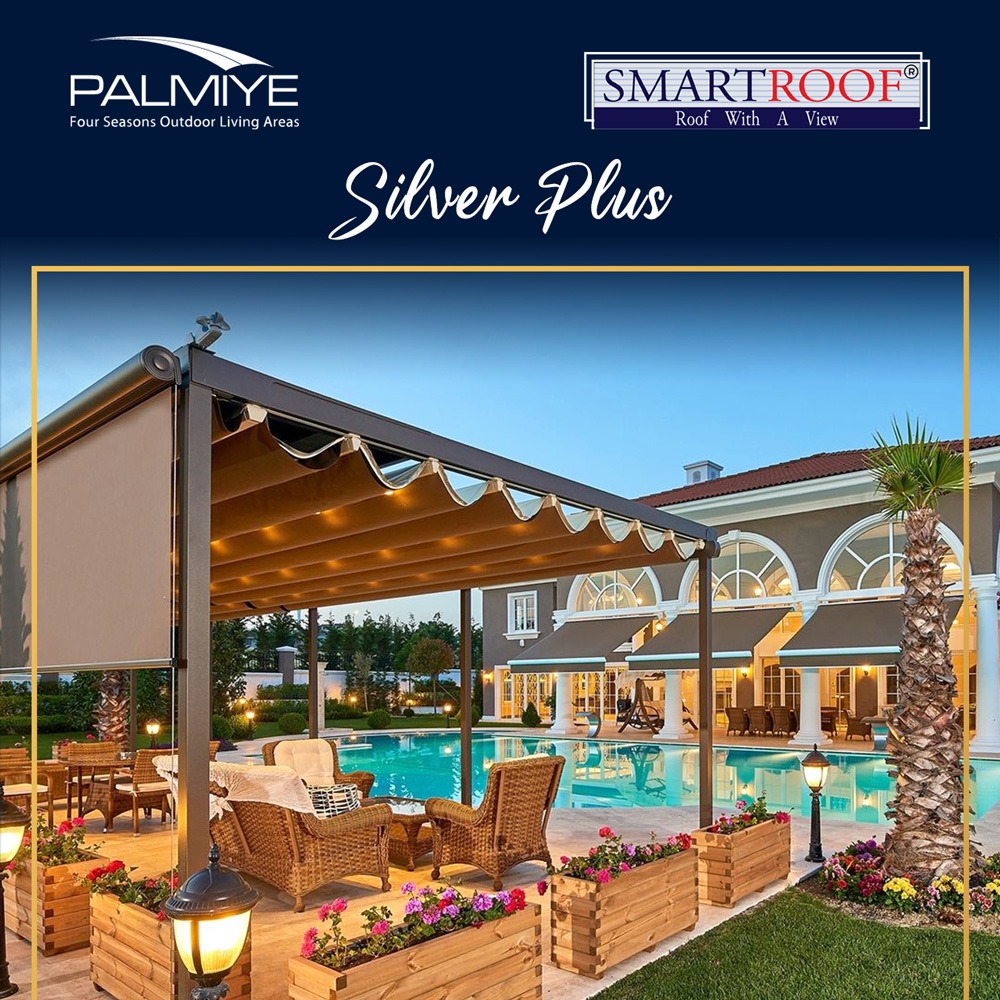 SmartRoof_In's tweet image. #SMARTROOF® presents #SilverPlus from #palmiye  with an opening &amp;amp; closing #pergola system adapted on aluminum carriers. While the vertical #awningsystem #storexy provides an integrated design, it adds value to your #outdoor spaces with its modern #design.