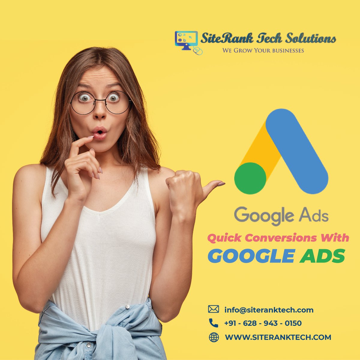 siteranktech's tweet image. If you are looking for quick conversions for your business then Google Ads is the best option you can get from us.
Call us at +91 6289430150
Email - info@siteranktech.com
Website - siteranktech.com/paid-advertise…
#QuickConversion #GoogleAds #PPCCampaign #SiteRankTechSolutions