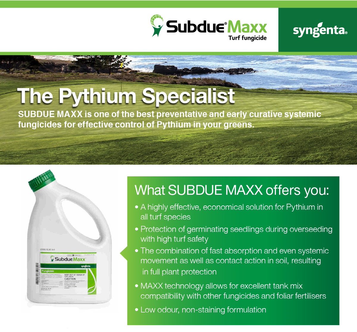 SyngentaTurfSA's tweet image. Be prepared for #PythiumRootRot 🌱 

Apply in June for #BermudaGreens:
➡️2-3 litres/ha #SubdueMaxx for the effective control of #Pythium.

&amp;gt;Get yours Today: greencast.co.za/product/turf-m…
