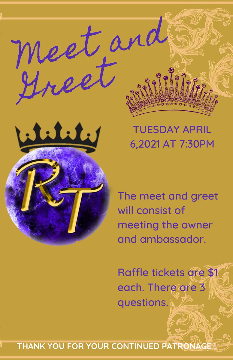 TalksRoyalty's tweet photo. Have you heard about Royalty Talks? Meet us April 6 at 7:30pm to meet us and play games with us on zoom. The link will be provided at a later date. The raffle is $1 per question. The cashapp is $BeautifulmeeTee with raffle and your name in the description. See you guys then 🤎🤎 https://t.co/idqSGoXRZ9