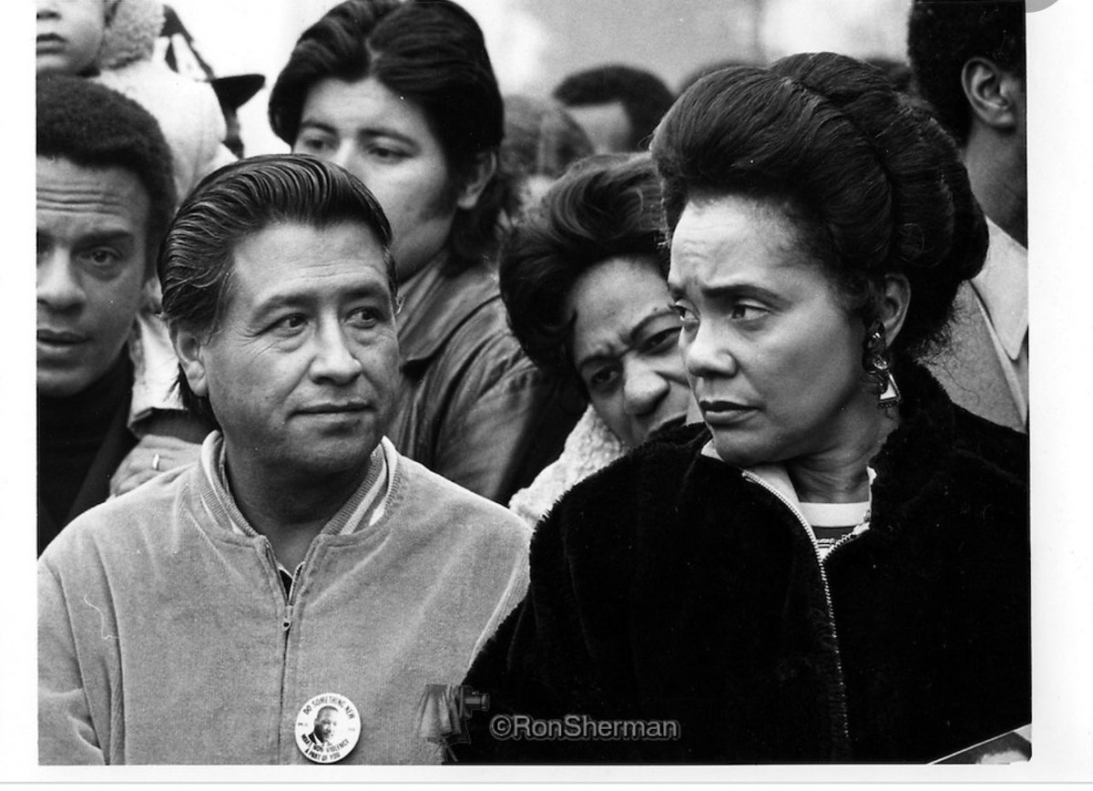 DrKingTina's tweet photo. The stories we didn’t read and hear about! Coretta Scott King supported Cesar Chavez and visited him in prison in Dec. 1970 regarding the NFWA movement! There was no black and brown divide, it was solidarity ❤️.
#QueenCoretta
#CesarChavez
#BlackBrownPride
#Unitywork https://t.co/62bjtozeal