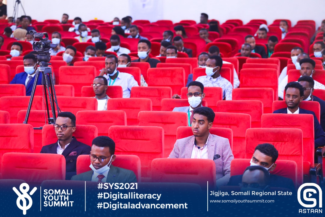 SY_Summit's tweet photo. Day 2 of Somali Youth Summit is kicking off in Qaryaan Dhoodaan Hall in Jigjiga City.

#sys2021
#DigitalAdvancement
#ditigalliteracy
#techsummit 
#Jigjiga
#DDS https://t.co/WVehz6jZZK