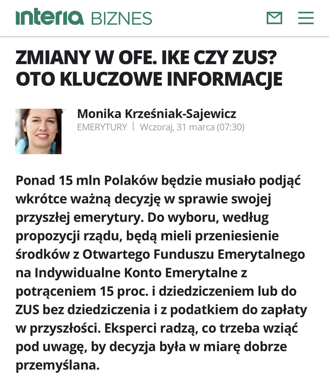 Inst_Emerytalny's tweet photo. Każdy z wariantów likwidacji #OFE ma -/+, opcją domyślną, niewymagającą aktywności członka OFE, będzie przekształcenie OFE w #IKEplus. Natomiast decyzja o przekazaniu środków do #ZUS wymagać już będzie podjęcia działania.
Polecamy art @BiznesINTERIAPL
https://t.co/Hbq6M4nypa https://t.co/0gZWlsGBO4