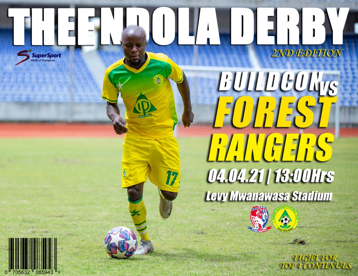 FoleMalembe's tweet photo. MTN/FAZ SUPER LEAGUE WEEK 22
⚽ Buildcon FC vs Forest Rangers
🗓️ 4th April,2021
🕒13:00hrs
📍Levy Mwanawasa Stadium 
#3DaysToGo
#BuiFor
#FoleMalembe https://t.co/wQtHG19mYX