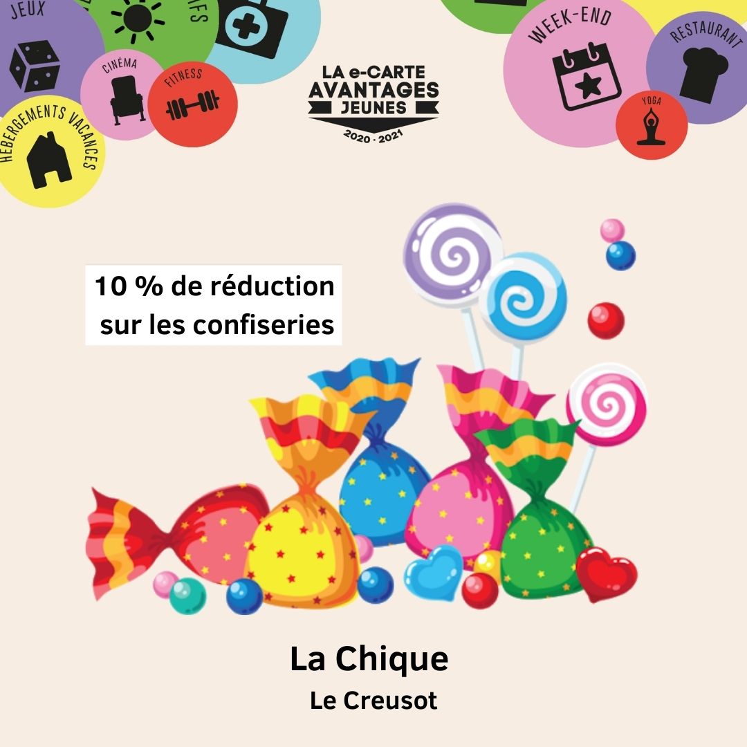 🐣 PÂQUES APPROCHE 🌼✨ Fonce chez La Chique 📍 Le Creusot et bénéficie de 10% de réduction sur l'ensemble des confiseries 🍭 grâce à ta e-Carte Avantages Jeunes 🚸
➡️ avantagesjeunes.com/avantage/35234
🌐 Connecte toi sur Avantages Jeunes et retrouve tous les avantages près de chez toi !