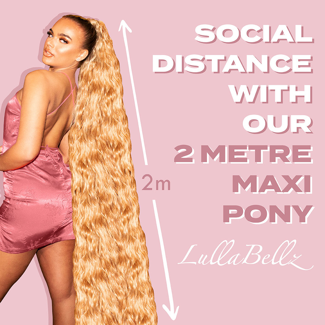 LoveLullaBellz's tweet photo. Our 2 Metre Maxi Pony is here! 🤩
Designed to give you 2m long hair goals whilst also helping you stay socially distanced. Simply wear &amp; spin in a 360 motion so no one is in your radius ✌️ Perfect for April 12th - will you be getting yours? 💖 Like, RT &amp; Tag a bestie! 🙌 https://t.co/HeZIctZ1Hy