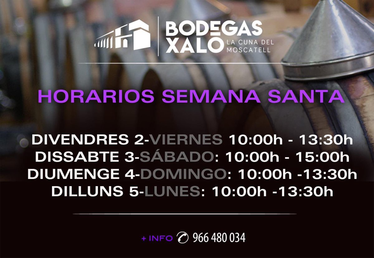 Informamos a nuestros clientes de nuestros horarios de semana santa.
Informem als nostres clients dels nostres horaris de setmana santa.