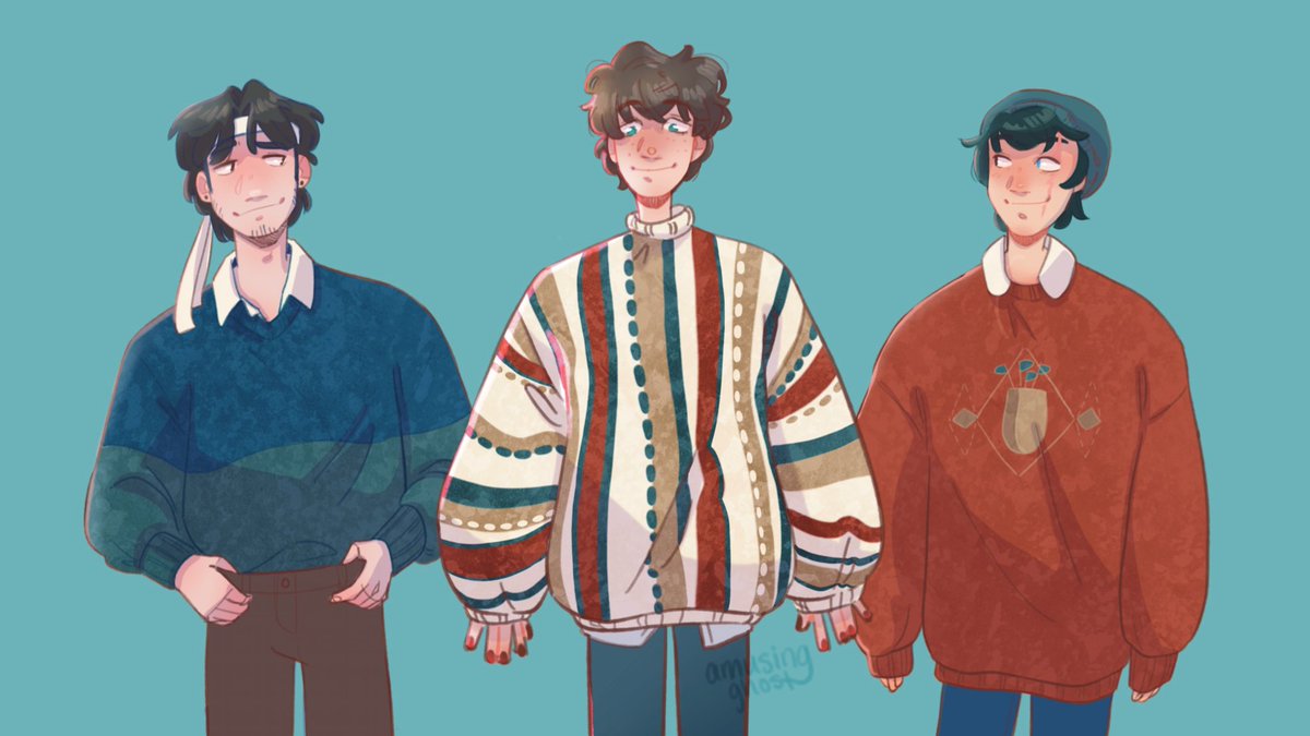 amusingghost's tweet photo. it’s make your fiancés wear your dad sweaters day (a totally real day)

 #fiancetwt #karlnapity https://t.co/LVoomDS6FI
