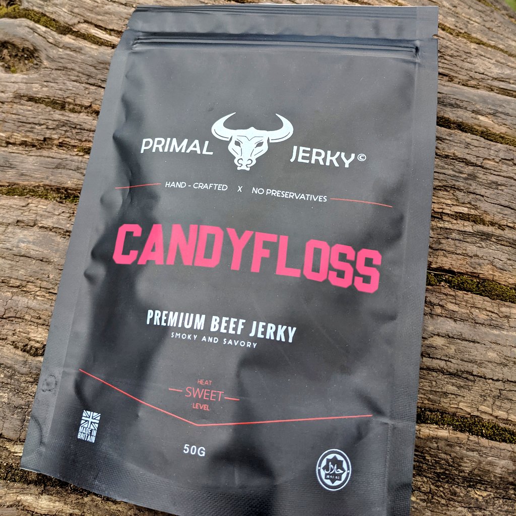PrimalJerkyUK's tweet photo. Primal just got sweet! Introducing our newest flavour Primal Jerky CandyFloss 🍭 a flavour like no other 😋 Coming...never! #AprilFools https://t.co/uMHvDVu9LP https://t.co/OMxWsyT2dt
