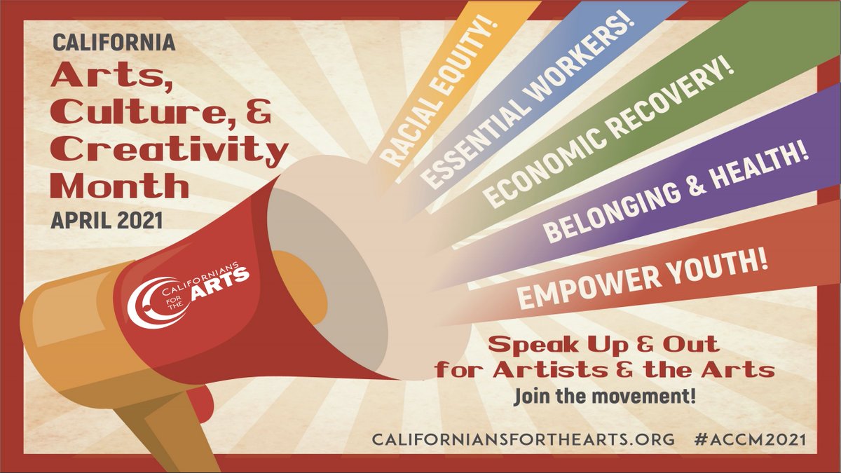 CAfortheArts's tweet photo. Today marks the first day of Arts, Culture &amp; Creativity Month in California! April is our time to celebrate, recognize and advocate for the significant impact the arts make in California. Join the movement at https://t.co/o8J4xNZzw8 #ACCM2021 https://t.co/zdc9jLONfI