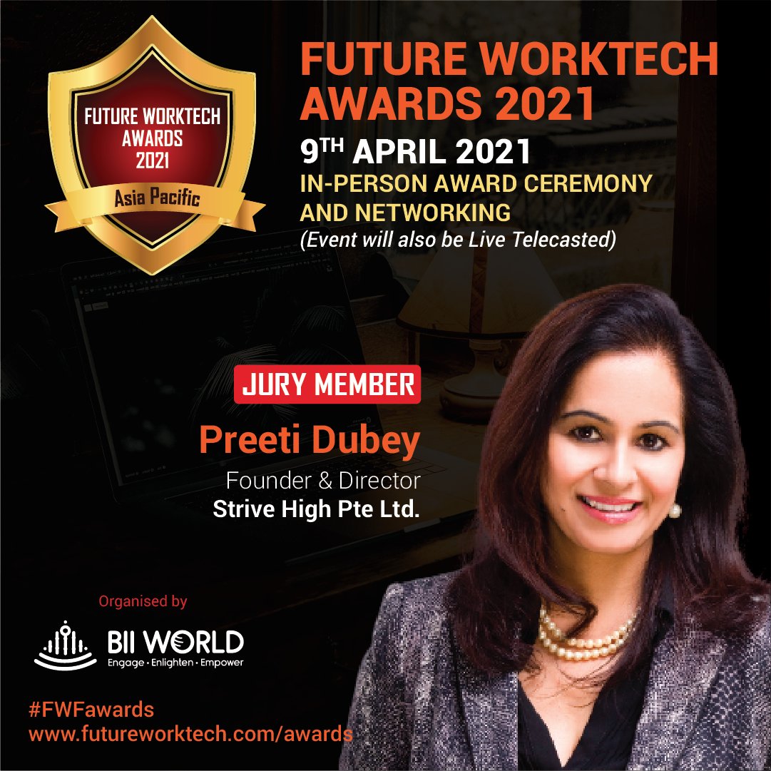 biihealth's tweet photo. Future WorkTech Awards 2021 is delighted to have Preeti Dubey as one of our Jury Panel members for Future WorkTech Awards 2021. #FWFawards (https://t.co/cdjheEWUPb)#futureofwork
#WFH #remoteworking #workplacemanagement #virtualwork #worktechnolgy #workoperations #digitalworkplace https://t.co/1MV9rBcekD