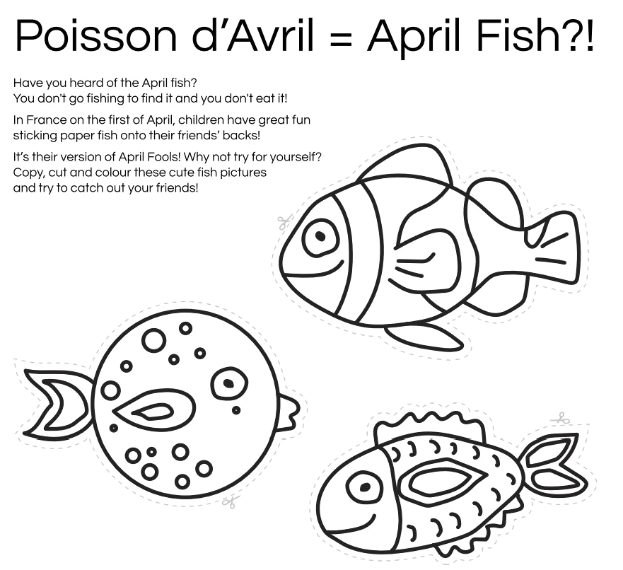 Lingotot's tweet photo. Happy April Fool's Day! Have you heard of the April Fish?! ๐ In France on the 1st of April, children have great fun sticking paper fish on their friends' backs! ๐ Print our April Fish worksheet ๐ก at https://t.co/jWrHCJHk5T #PoissondAvril #AprilFish #AprilFools #AprilFoolsDay https://t.co/pxp2e7fRKc