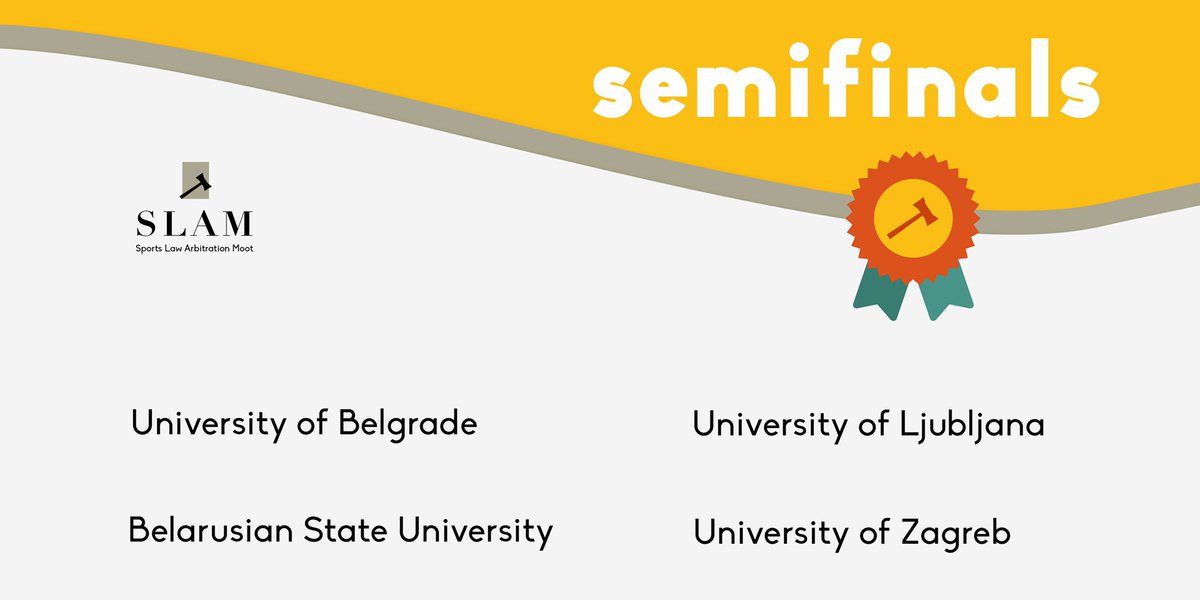 bolcarius's tweet photo. Congratulations to all #SLAM 2021 semifinalists! 🇸🇮🇷🇸🇧🇾🇭🇷 🙌 💥
Now the fight for the throne begins - good luck to everyone!🤞 
#sportslaw #arbitration #moot #sportlex https://t.co/afcS529bpX