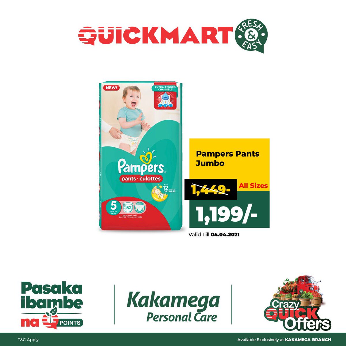 QuickmartKenya's tweet photo. Early Easter treat inafanyika hapa Kakamega!🎉 SUPPER SLASHED prices on a select number of personal na home care items. Too little time, TOO MANY OFFERS! Usipitwe na opportunity ya kusave.
🚩 VALID at Quickmart Kakamega only.
#Quickmart41
#FreshandEasy
#PasakaIbambeNaQuickmart https://t.co/nXbXTC0wBf