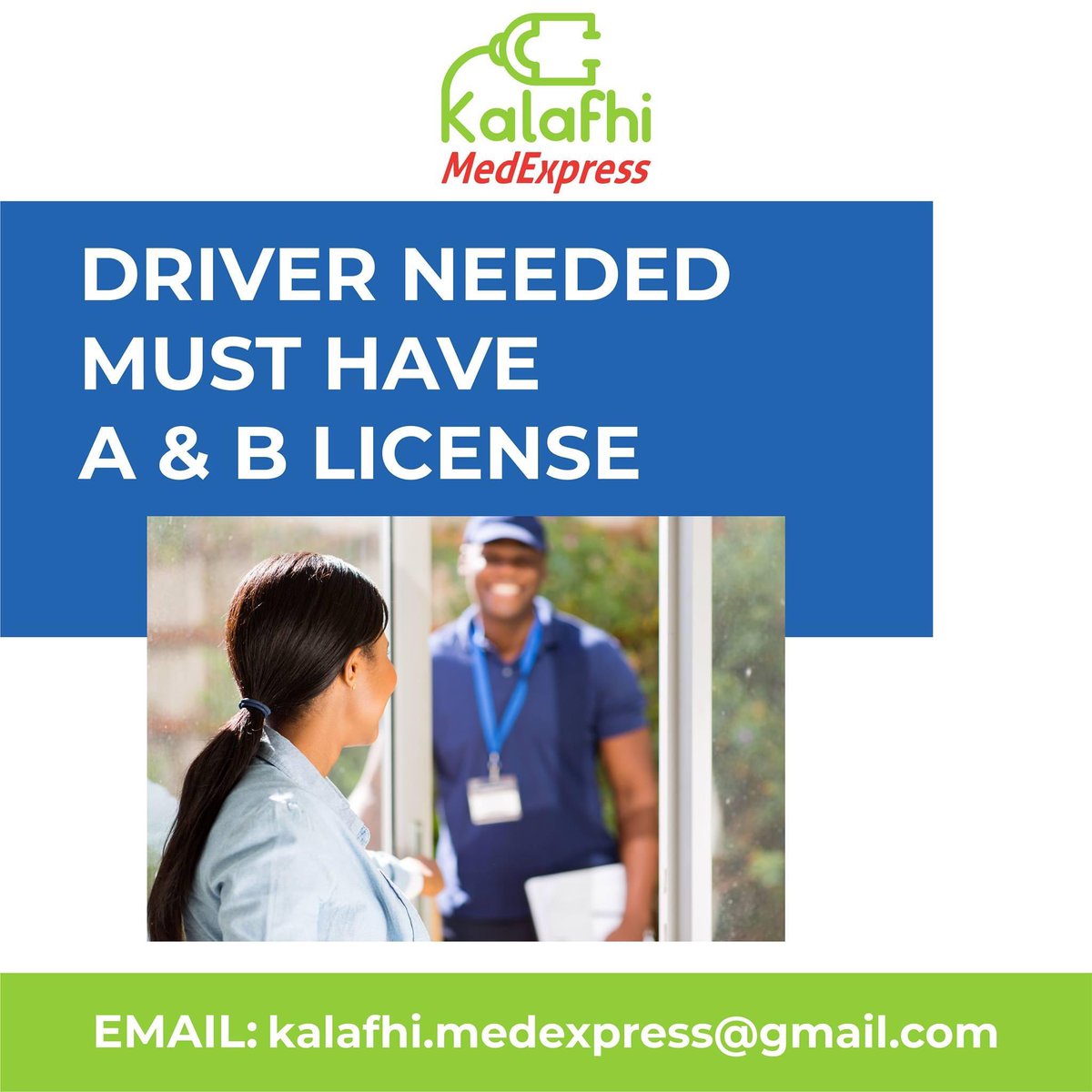 kalafhimedical's tweet photo. Good Morning 😄
Driver needed at both Village branch. Please email CV to kalafhi.medexpress@gmail.com.
Kindly retweet to increase awareness 
#EmploymentAlertBW #Retweet https://t.co/NedOt7I73O