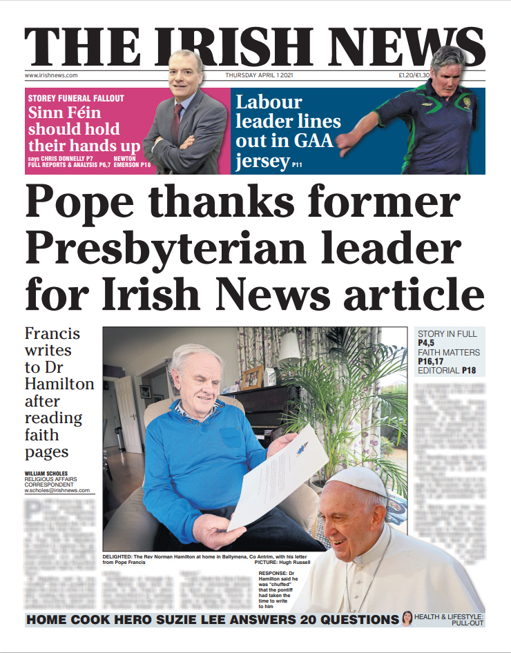 The Irish News Good Morning Today S Frontpage Pope Thanks Former Presbyterian Leader For Irish News Article T Co 7c0psfbsd8 To Subscribe Visit T Co N4avlkd2qr T Co Rb9mbdwj7f