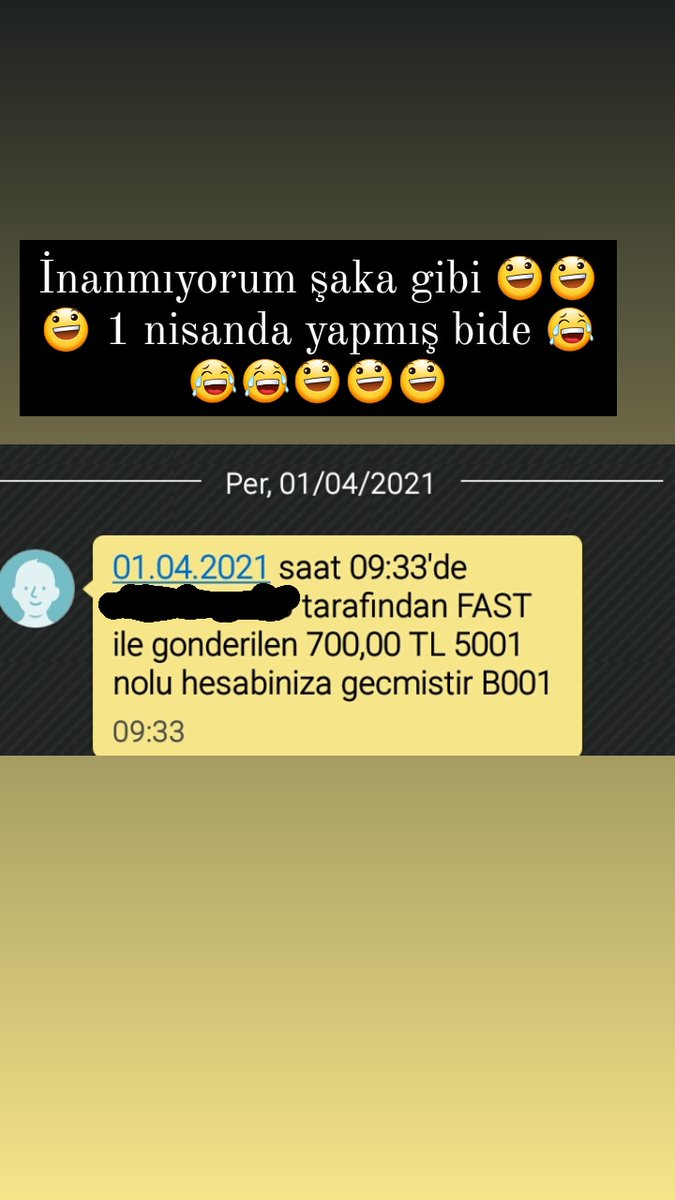 ErdemErgen19's tweet photo. Şaka yapayım derken parayı fazla göndermiş  #1Nisan https://t.co/guNGWdxPdT