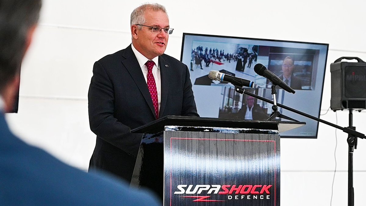 supashock's tweet photo. Supashock was very pleased to host the Hon. @ScottMorrisonMP Prime Minister of Australia yesterday to witness the signing of 2 major contracts between @supashock and @RheinmetallAG .

Read More Here: https://t.co/QmSfvcz10W https://t.co/zuelUiodRT