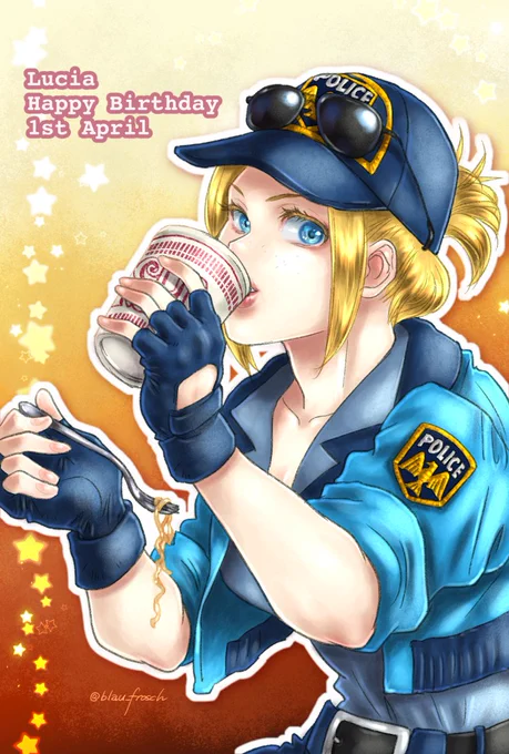 4月1日はストリートファイターシリーズのルシアさんの誕生日です。
おめでとうございます(*'˘`*)🎂⊂('˘`๑)"

【女子と飲み物シリーズ】
飲み物です🤤🍜
#StreetFighter
#格ゲーキャラ描こうぜ 