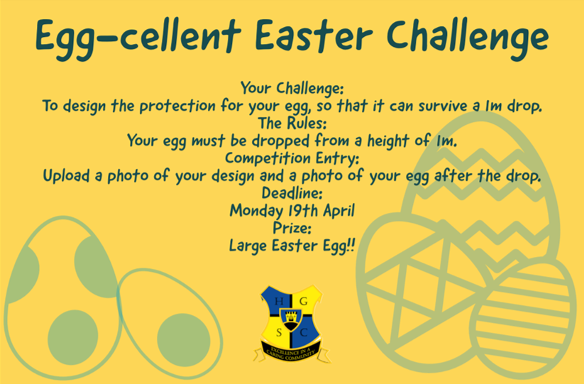Looking for something to do this Easter? Why not enter our eggcellent Science competition 👩‍🔬👨‍🔬 Design and create a protection system for an egg, the winner will receive a large Easter egg when we return 🥇🥚 More information on Google Classroom! #sciencecompetition